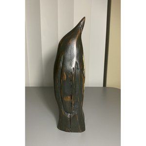 Vintage S.D. Meadows Signed Wooden Penguin Figurine Sculpture 1993 Folk Art 11"